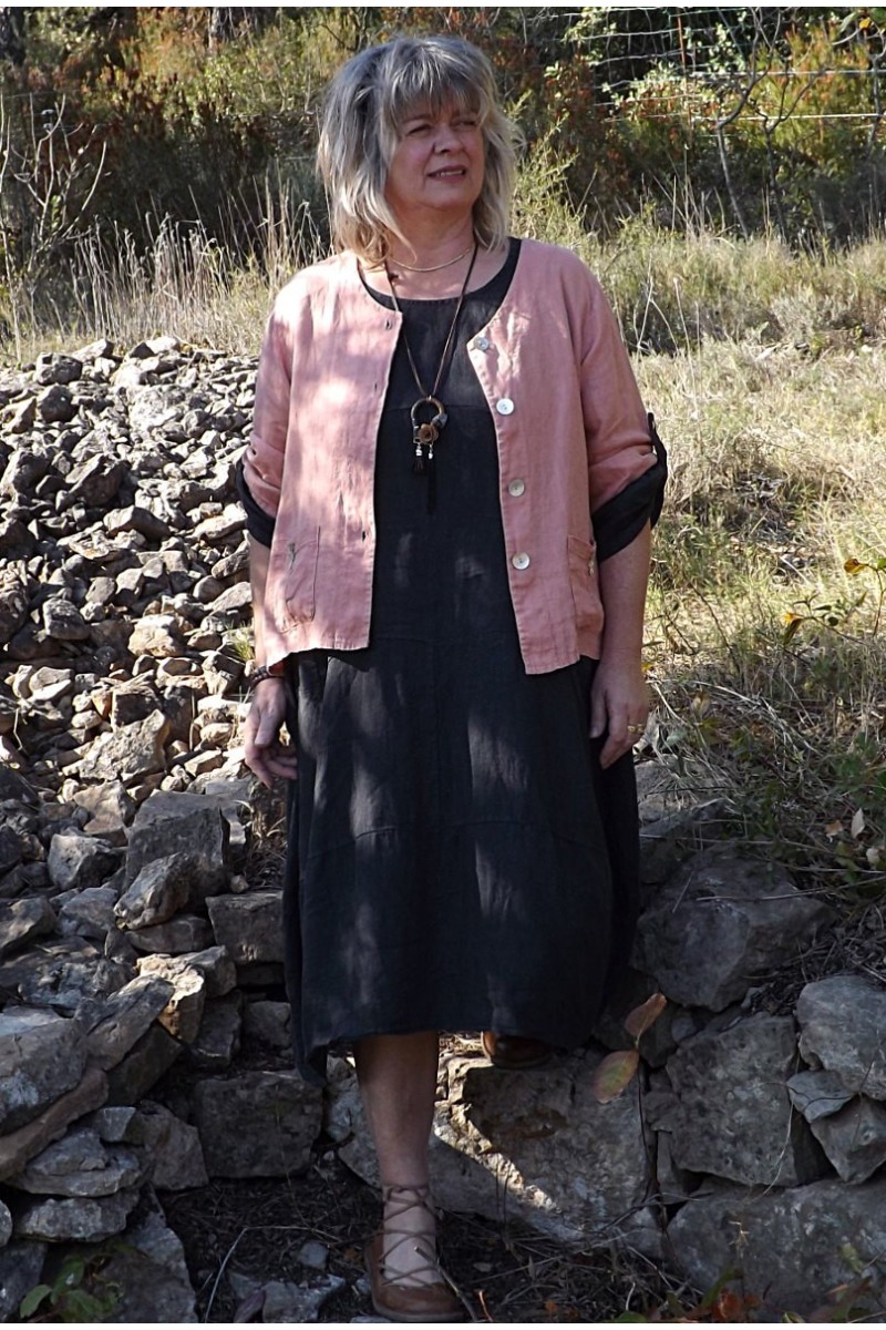 Veste en lin Colette bois de rose et robe Costine