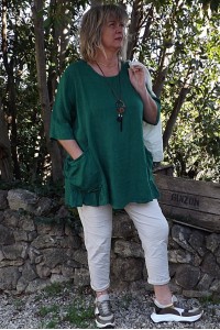 Tunique lin grande taille Benjamine vert sapin