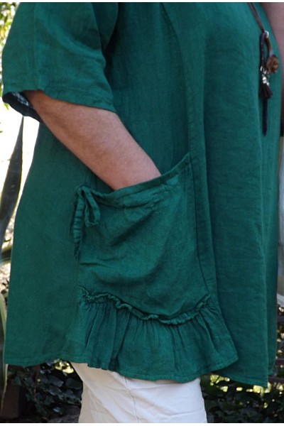 Tunique lin grande taille Benjamine vert sapin