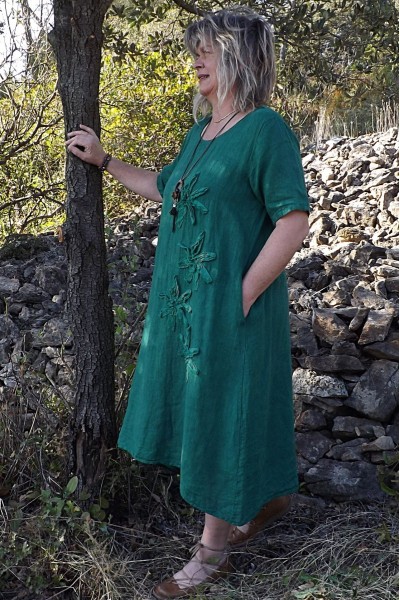Robe lin Flora sapin