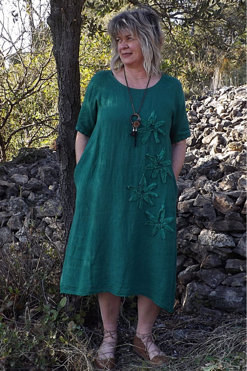 Robe lin Flora sapin Robe lin Flora sapin
