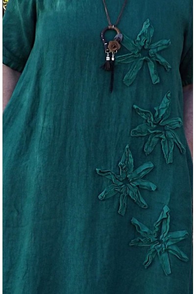 Robe lin Flora sapin