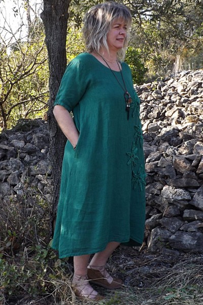 Robe lin Flora sapin