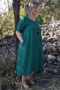 Robe lin Flora sapin