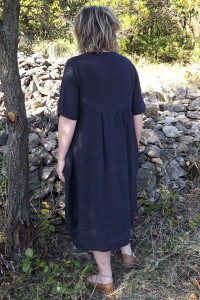 Robe longue lin Eléonore marine