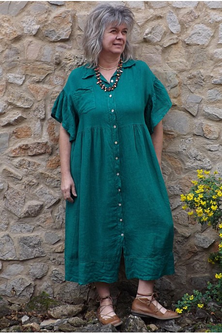 Robe ou veste lin Suzette vert véronèse