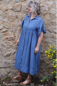 Robe ou veste lin Suzette bleue