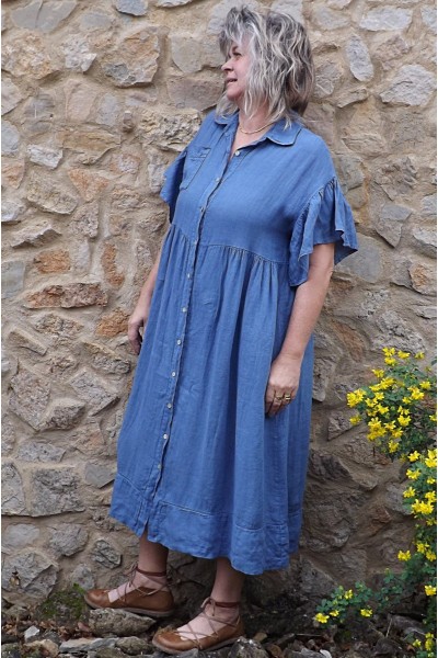 Robe ou veste lin Suzette bleue