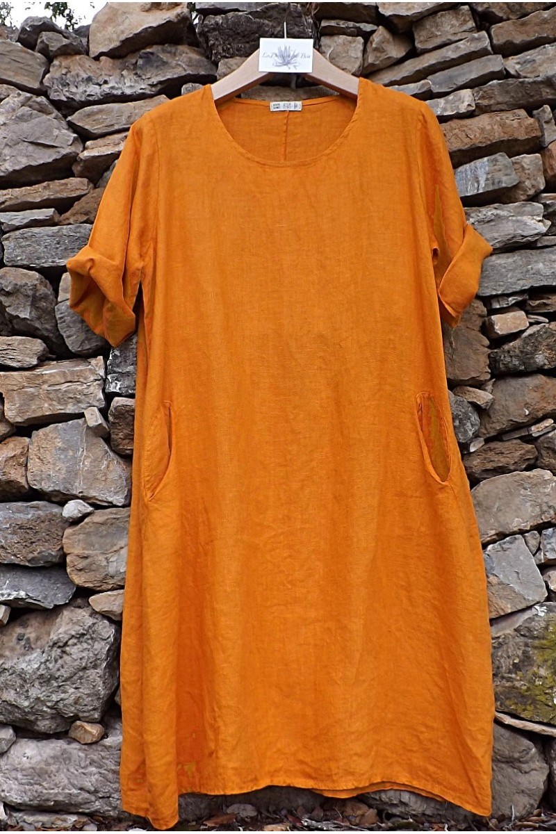 Robe lin Eva curcuma Robe lin Eva curcuma
