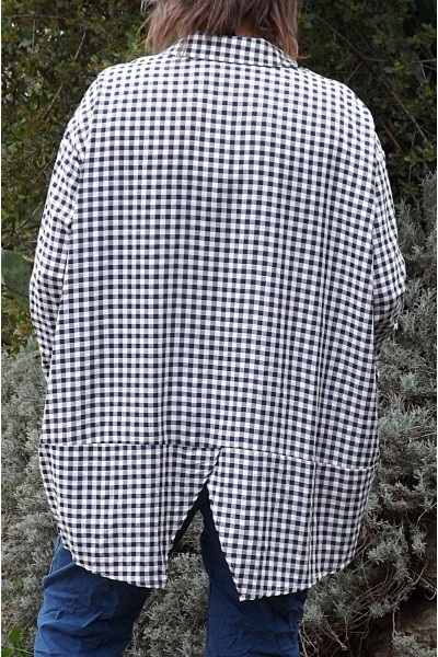 Chemise oversize Caroline carreaux marines et pantalon Hector