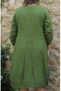 Robe lin Amélie vert équateur