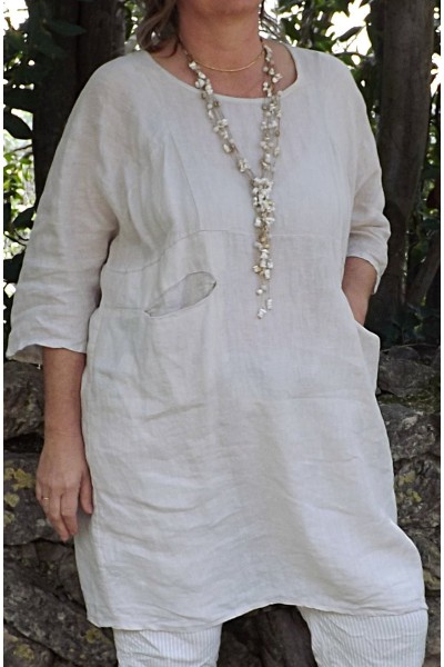 Tunique lin grande taille Emmanuelle couleur lin