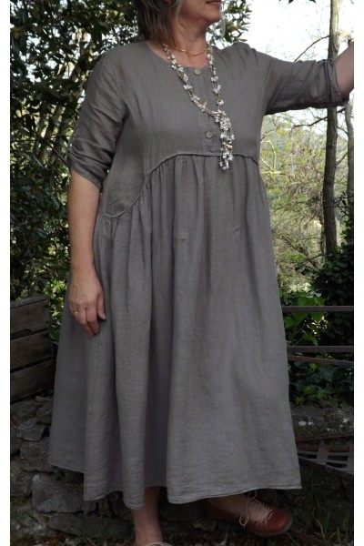 Robe longue lin Sophie taupe