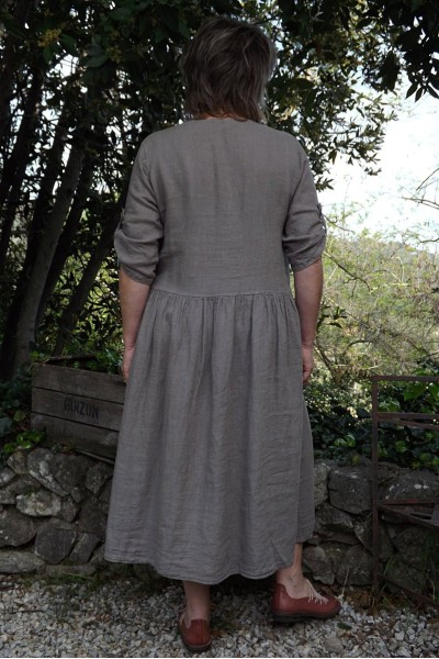 Robe longue lin Sophie taupe