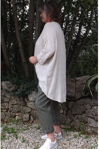 Tunique lin grande taille Eden couleur lin et pantalon Tim 2 kaki