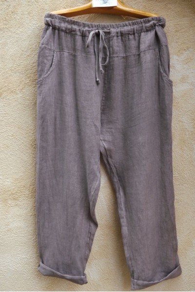 Pantalon lin taupe Gabriel