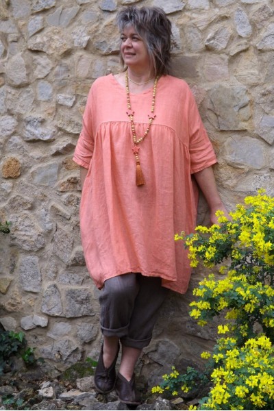 Tunique lin grande taille Marinette goyave