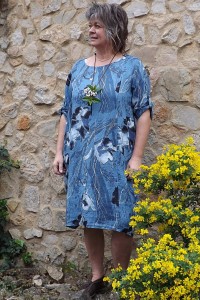 Robe lin Céline bleue