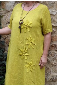 Robe lin Flora citron