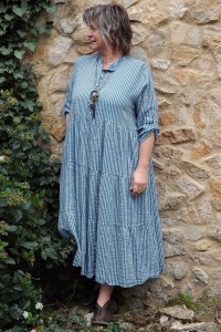 Robe coton Lucia rayures bleues