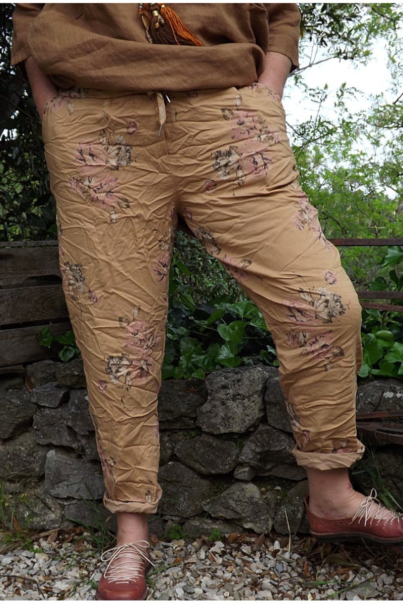 Pantalon Jo cannelle fleurs