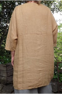 Tunique lin grande taille Emmanuelle couleur cannelle