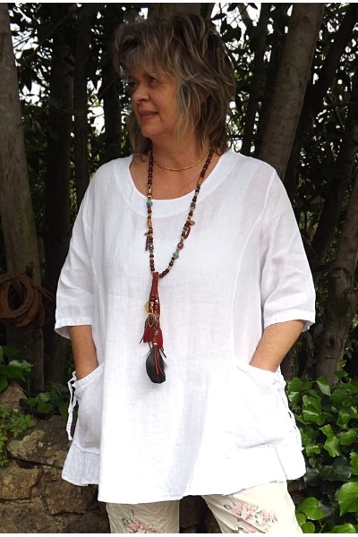 Tunique lin grande taille Benjamine blanche