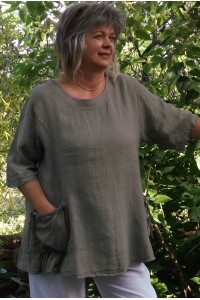 Tunique lin grande taille Benjamine taupe