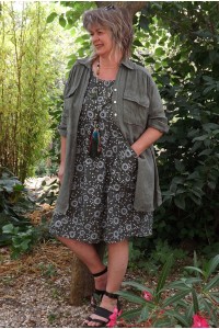 Veste ou chemise en lin Elsa kaki et robe Marguerite