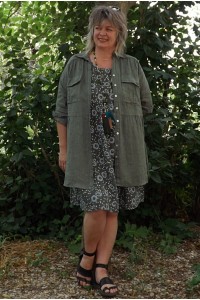 Veste ou chemise en lin Elsa kaki et robe Marguerite