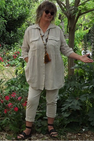 Veste ou chemise en lin Elsa beige