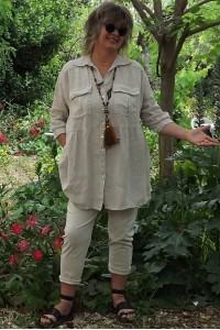 Veste ou chemise en lin Elsa beige