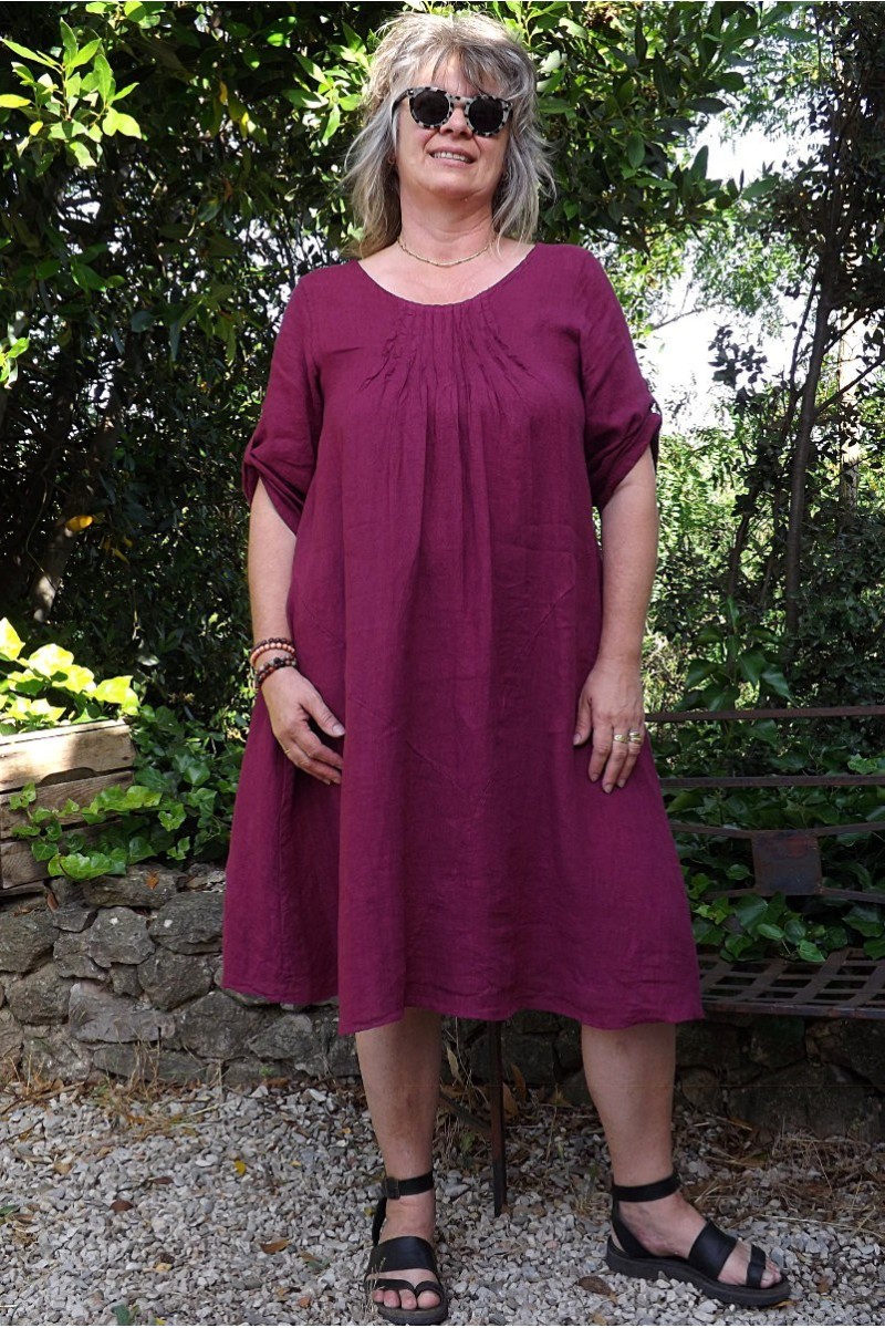 Robe lin Talia pourpre Robe lin Talia pourpre