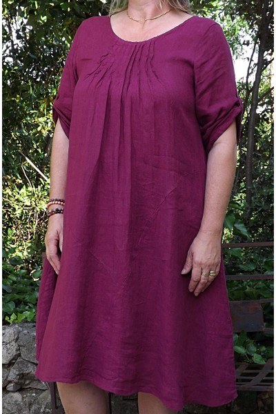 Robe lin Talia pourpre