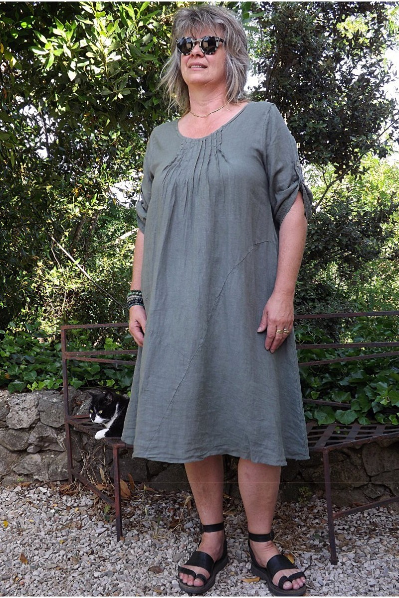 Robe Longue Talia Benson - 100% Coton - Taille Unique Marron Kaki - Neuf Avec étiquette
