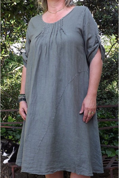 Robe lin Talia kaki