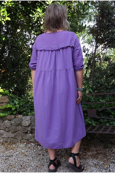 Robe longue bi matières Line lavande