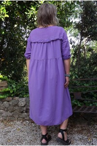 Robe longue bi matières Line lavande