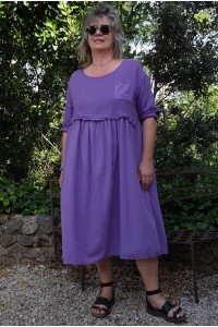 Robe longue bi matières Line lavande