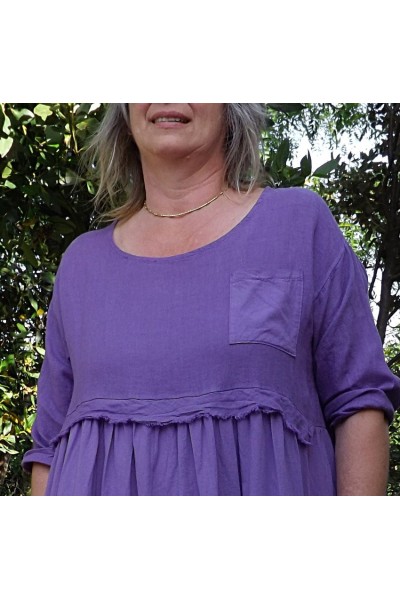 Robe longue bi matières Line lavande