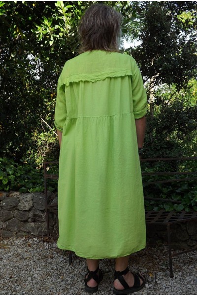 Robe longue bi matières Line acidulé
