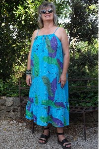 Robe longue lin fines bretelles Jane bleu céleste