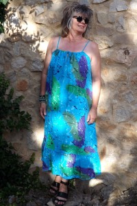 Robe longue lin fines bretelles Jane bleu céleste