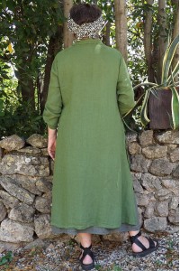 Robe longue lin Estele vert équateur et jupe en lin Amalie