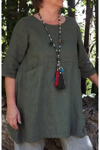Tunique lin Emma kaki