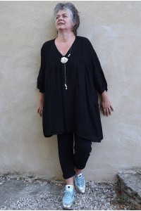 Tunique lin grande taille noire Paulette