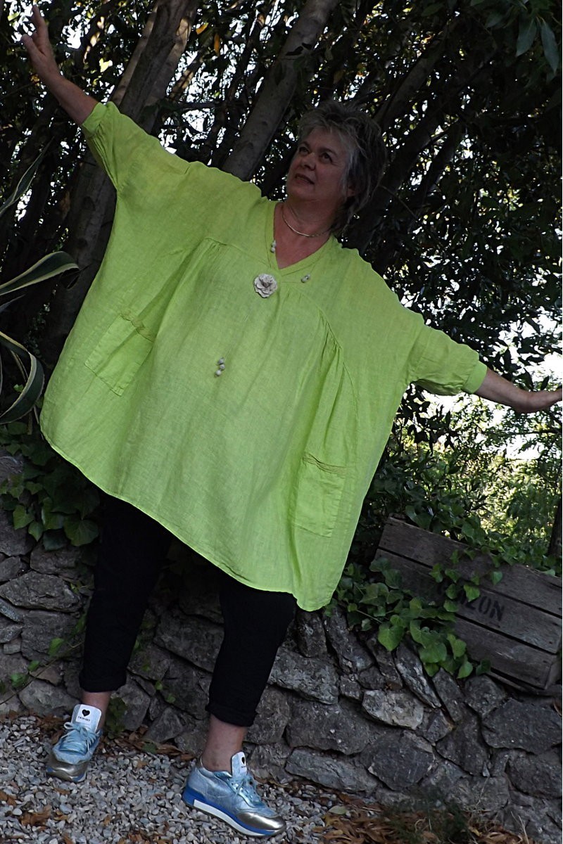Tunique lin grande taille Paulette vert d'eau Tunique lin grande taille Paulette vert d'eau