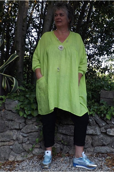 Tunique lin grande taille Paulette vert d'eau