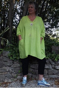 Tunique lin grande taille Paulette vert d'eau