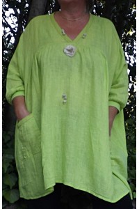 Tunique lin grande taille Paulette vert d'eau